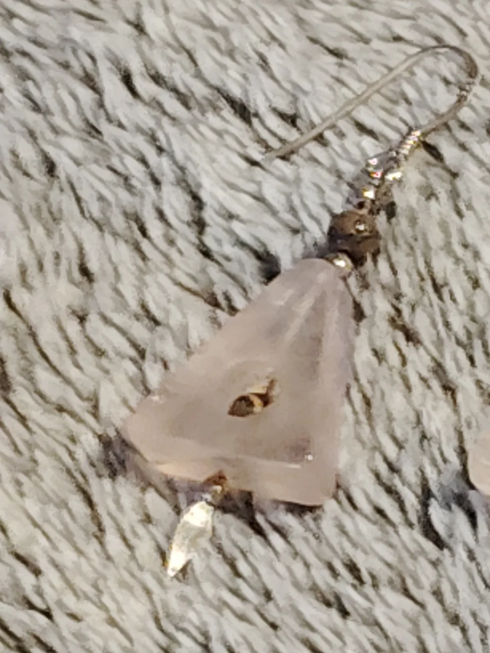 Pink Rose Quartz Triangle Drop Earrings - 2 -1/2